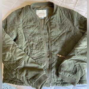 Anthropologie Cargo/Utility Cotton Bomber Jacket. Army Green Color. Size XS